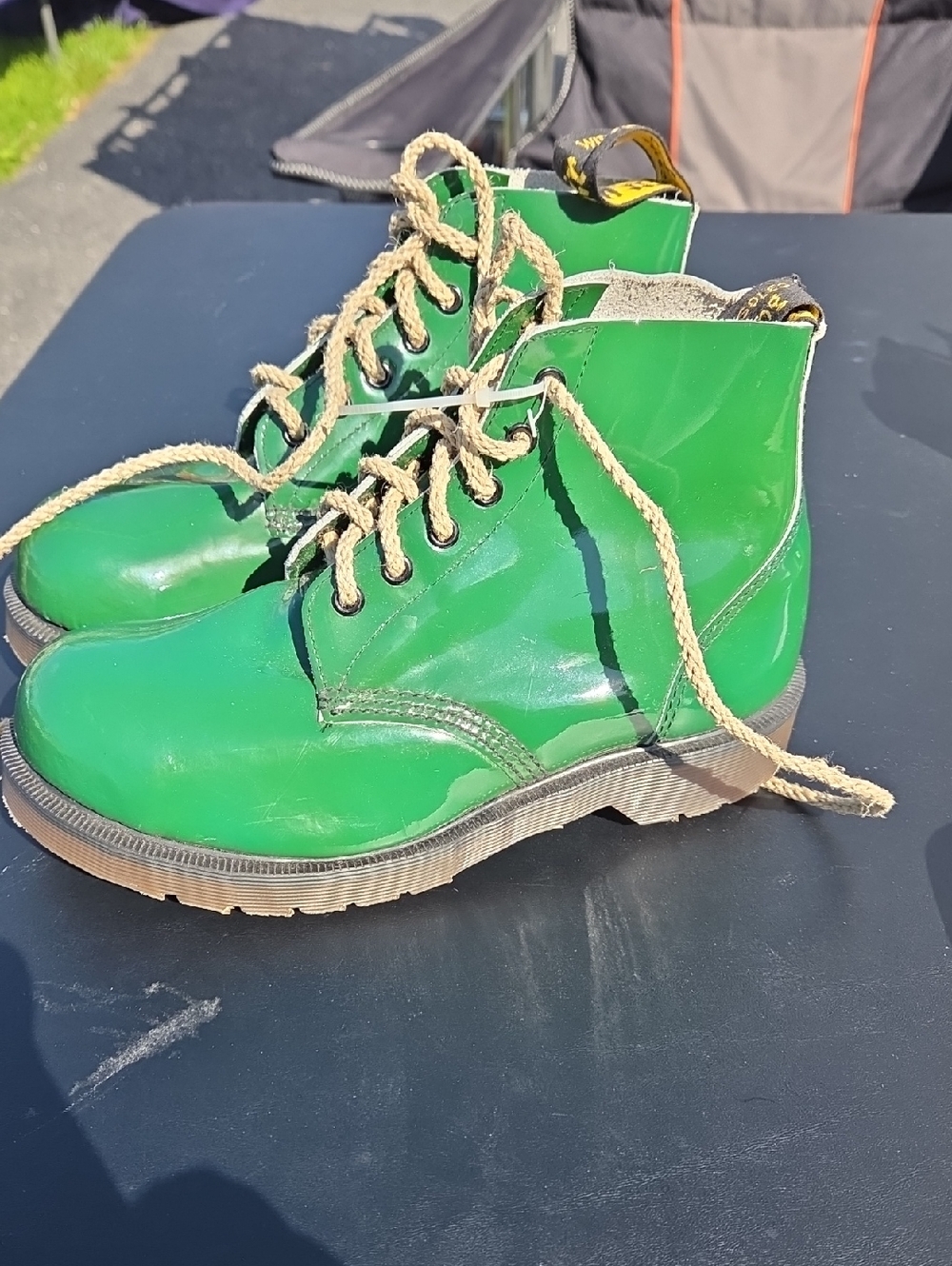 Dr. Martens Bright Green Kids Lace-Up Ankle Boots
